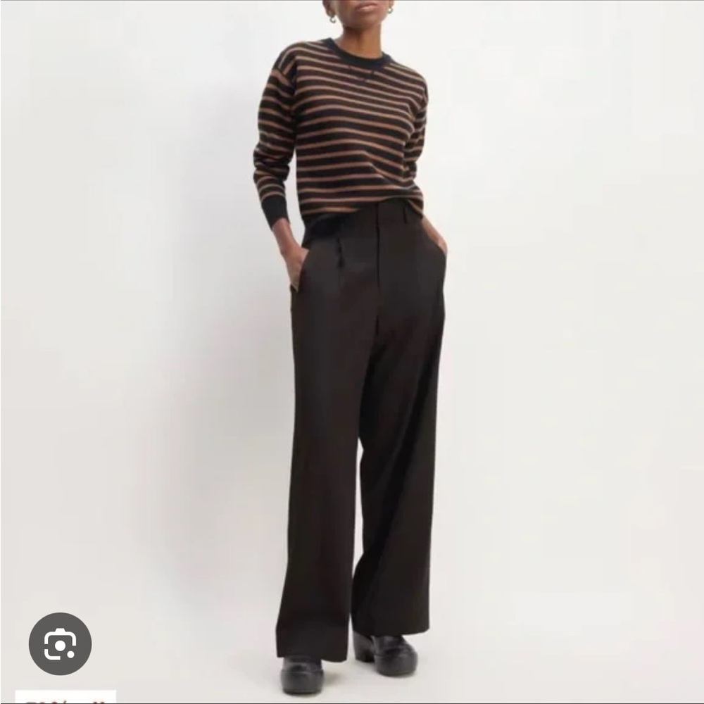 Everlane Way High Drape Black Wide Leg Italian Wool Pants